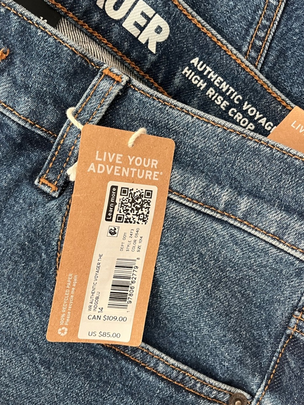 Eddie Bauer authentic Voyager every day, easy crop high rise jeans NEW NWT - Picture 7 of 10